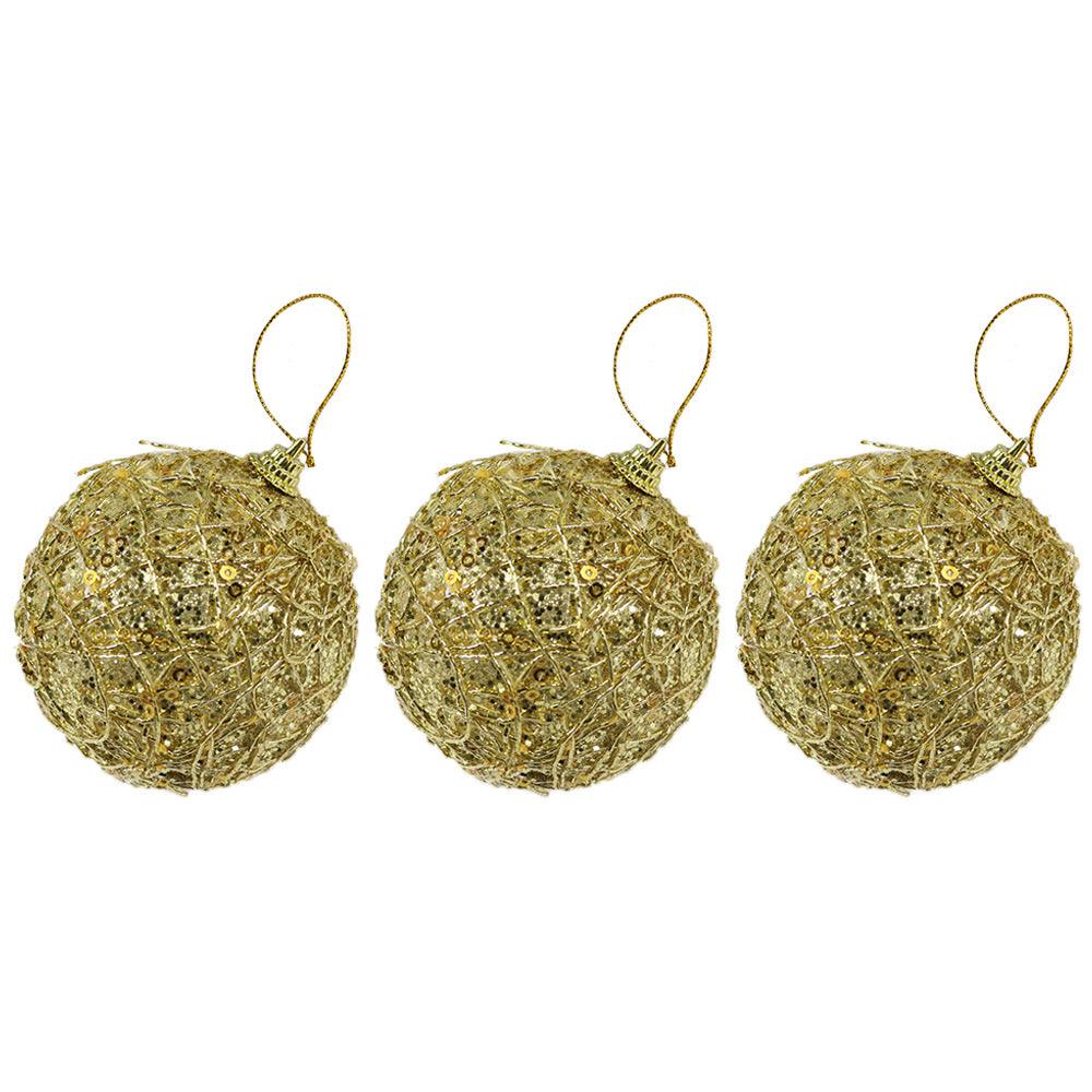 Christmas Gold 8 cm Balls Tree Decoration Set (3 Pcs) /0436 - Karout Online -Karout Online Shopping In lebanon - Karout Express Delivery 