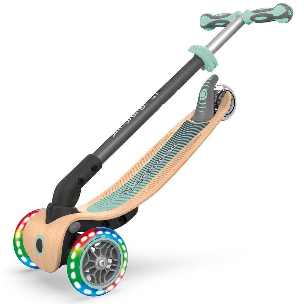 Globber Primo Foldable Scooter With Lights Wood Mint - Karout Online -Karout Online Shopping In lebanon - Karout Express Delivery 