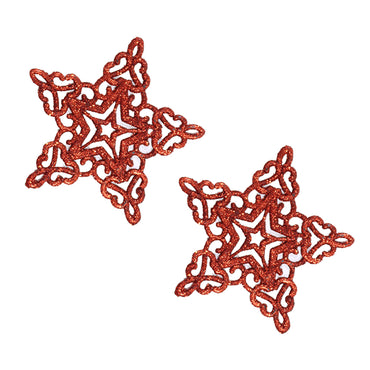 Christmas Glitter Star Tree Decoration (2 Pcs) / Q-692