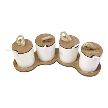 Ber Ser 4-Piece Spice Set With Wooden Stand - Karout Online -Karout Online Shopping In lebanon - Karout Express Delivery 