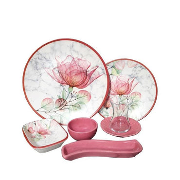 Keramika Flower Patterned 19 Piece Breakfast Set / 4546 - Karout Online -Karout Online Shopping In lebanon - Karout Express Delivery 