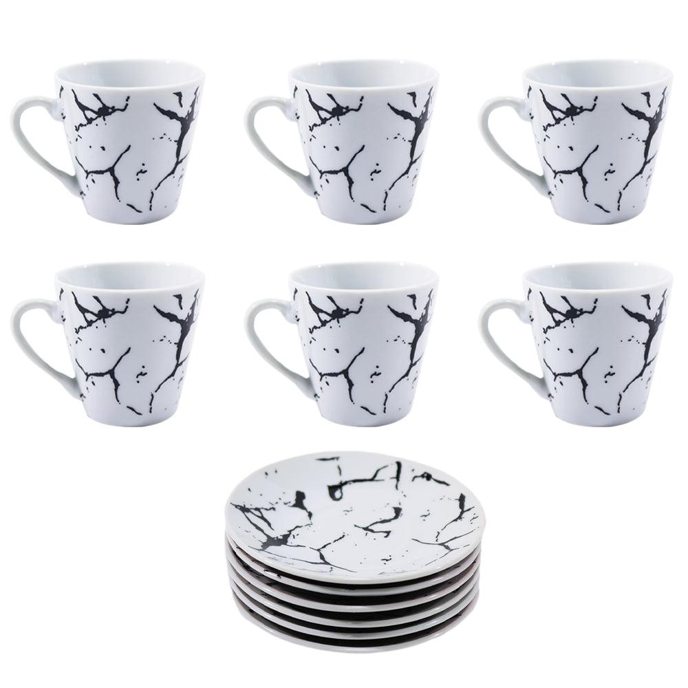 Porcelain Coffee Cups and Saucers Set ( 12 Pcs) - Karout Online -Karout Online Shopping In lebanon - Karout Express Delivery 