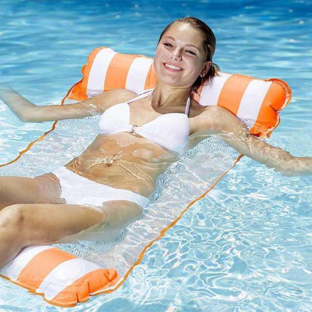 Shop Online Water Net Cloth Lounge Chair Foldable Inflatable Backrest Striped Floating Drainage - Karout Online Shopping In lebanon 