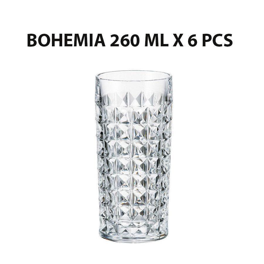 Bohemian Highball Diamond Glasses Set of 6.