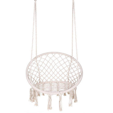 Shop Online Swing Chair Hammock-Rope Garden-Seat Hanging Beige Safety Nordic-Style Knitting For Yard - Karout Online Shopping In lebanon 