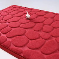 Embossed Paver Bathroom Mat Non-Slip Memory Foam Accessory for Sink Bathtub Side Shower Doormat