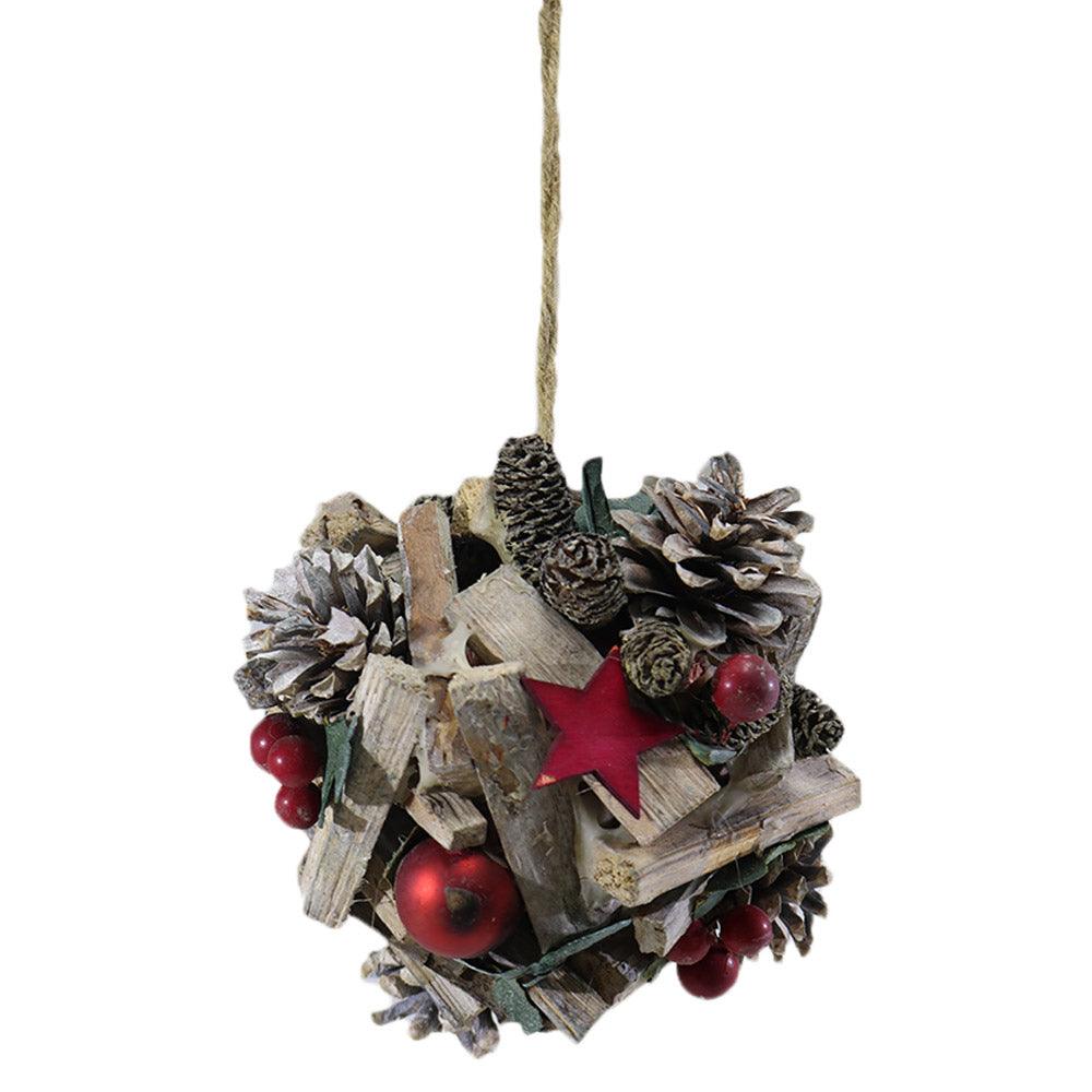 Christmas Pine Decorated Hanger Ball / Q-921 - Karout Online -Karout Online Shopping In lebanon - Karout Express Delivery 