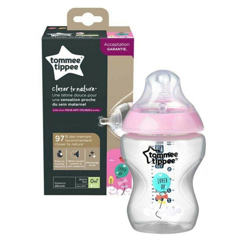 Tommee Tippee – Closer To Nature Feeding Bottle Pink – 260ml / 25023 - Karout Online -Karout Online Shopping In lebanon - Karout Express Delivery 