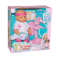 14 inch 12 SOUND IC DOLL W/DOCTOR SET AND ACCESSORIES.