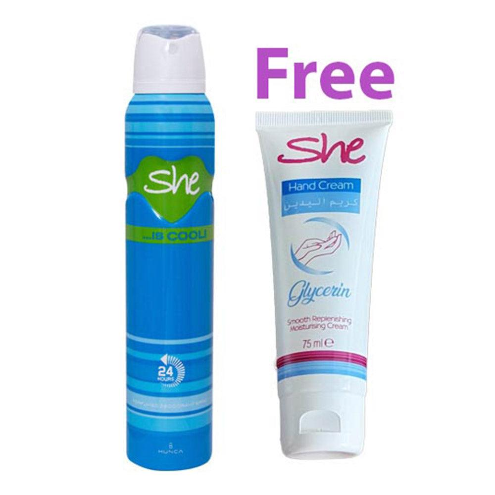 She Deodorant 200ml Cool Plus Hand Cream Glycerin 75ml Free / GT-7854 - Karout Online -Karout Online Shopping In lebanon - Karout Express Delivery 