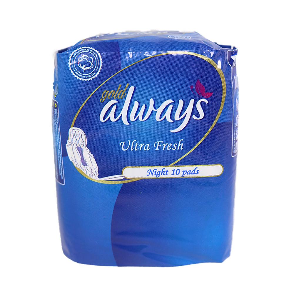 Always Gold Ultra Fresh Night Pads  x 10 - Karout Online -Karout Online Shopping In lebanon - Karout Express Delivery 