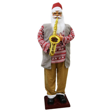 Big Dancing Santa Claus Statue Playing Saxophone 180 cm - Karout Online -Karout Online Shopping In lebanon - Karout Express Delivery 