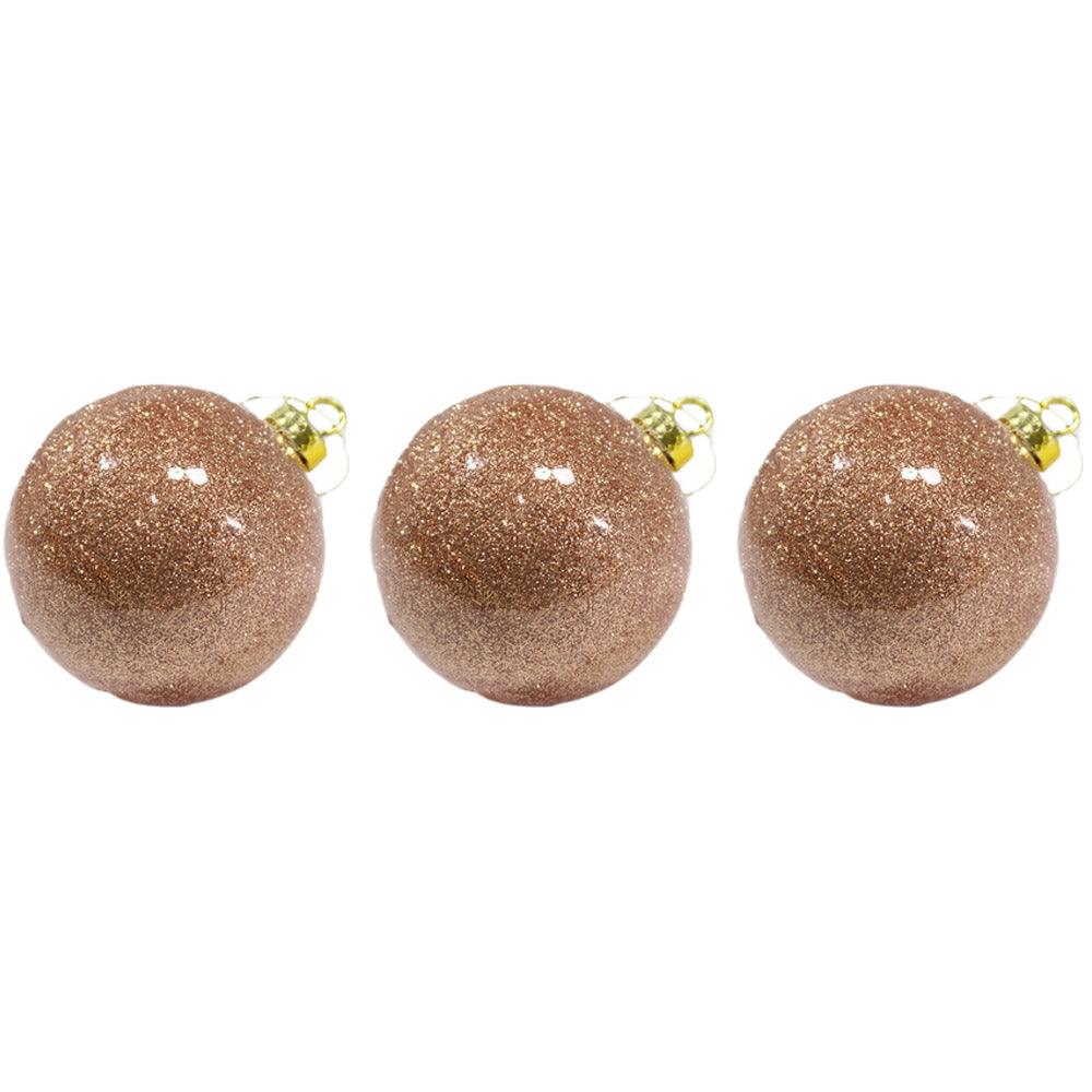 Christmas Bronze Glitter Balls Tree Decoration Set (3 Pcs) - Karout Online -Karout Online Shopping In lebanon - Karout Express Delivery 