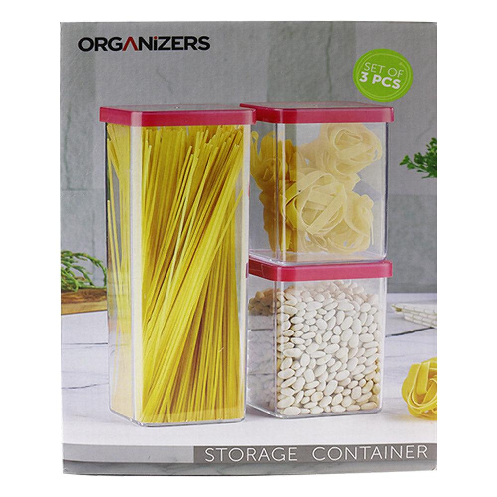 Organizers Storage Container Set With Vacuum Lid ( 3 Pcs) -Transparent - Karout Online -Karout Online Shopping In lebanon - Karout Express Delivery 