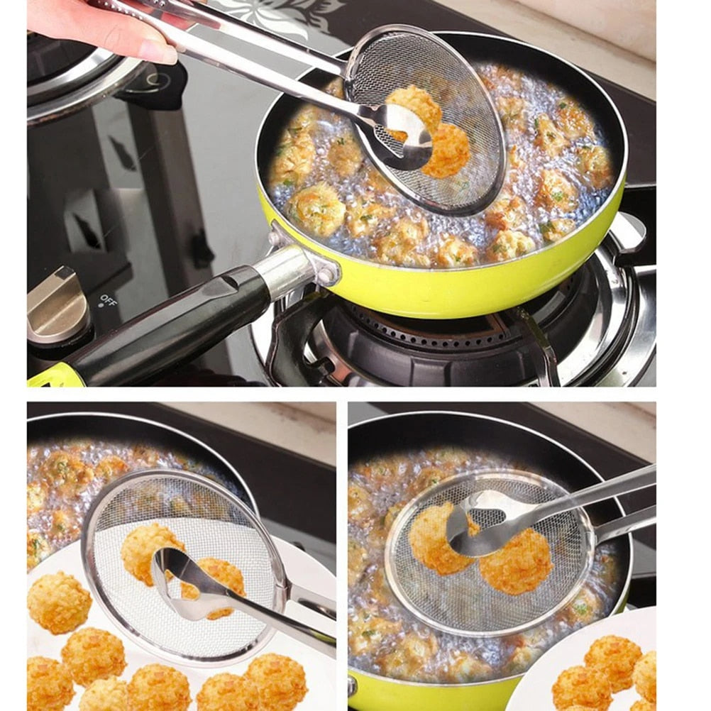 (NET) 2 In 1 Strainer Spoon With Clip Kitchen Oil-frying Multi-functional Clip Kitchen Tools/ 22FK181