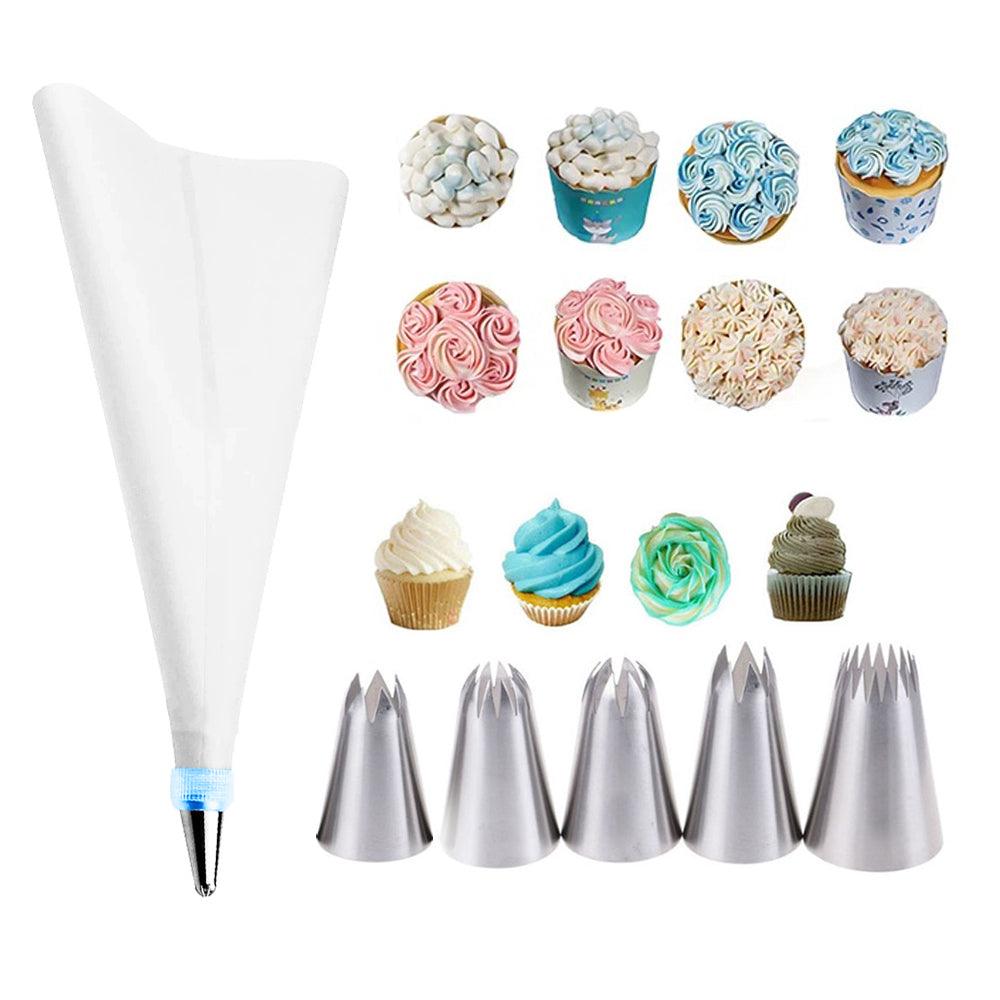 Piping Bag Reusable Cream Bag and 6× Stainless Steel Nozzle Set /8871 - Karout Online -Karout Online Shopping In lebanon - Karout Express Delivery 