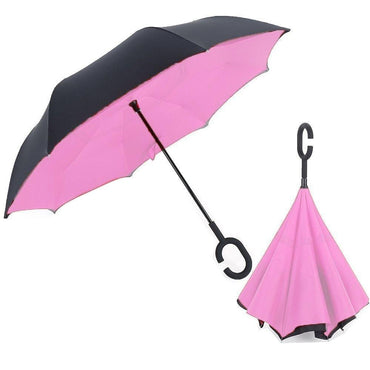 Shop Online Reverse Umbrella Folding Double Layer Inverted C Hand Holder Stand / 010 - Karout Online Shopping In lebanon