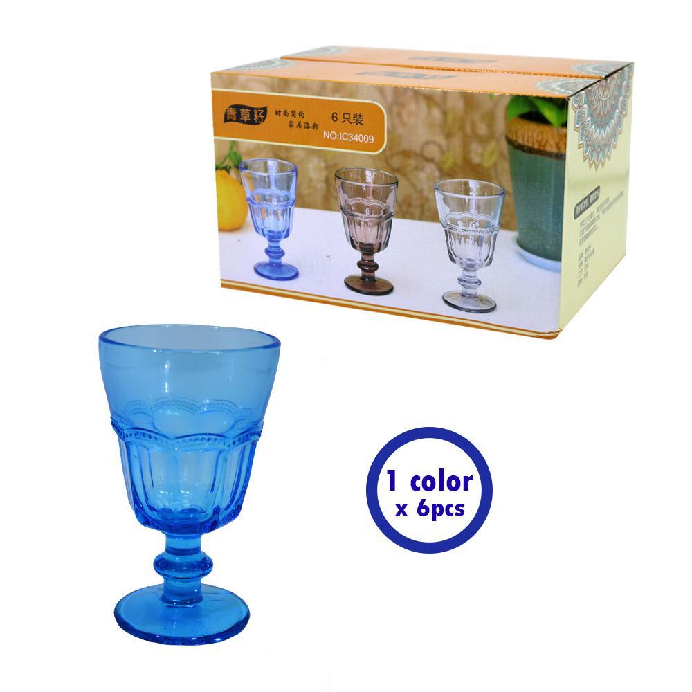 Set Of 6 Colored Glass Goblets.