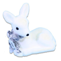 Christmas Foam White Siting Gazelle With Grey Scarf.