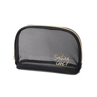 **(NET)**Cosmetic Bag Transparent Mesh Easy to Carry Zipper Black Convenient Storage Polyester  Toiletry Bag for Travel / KC22-225