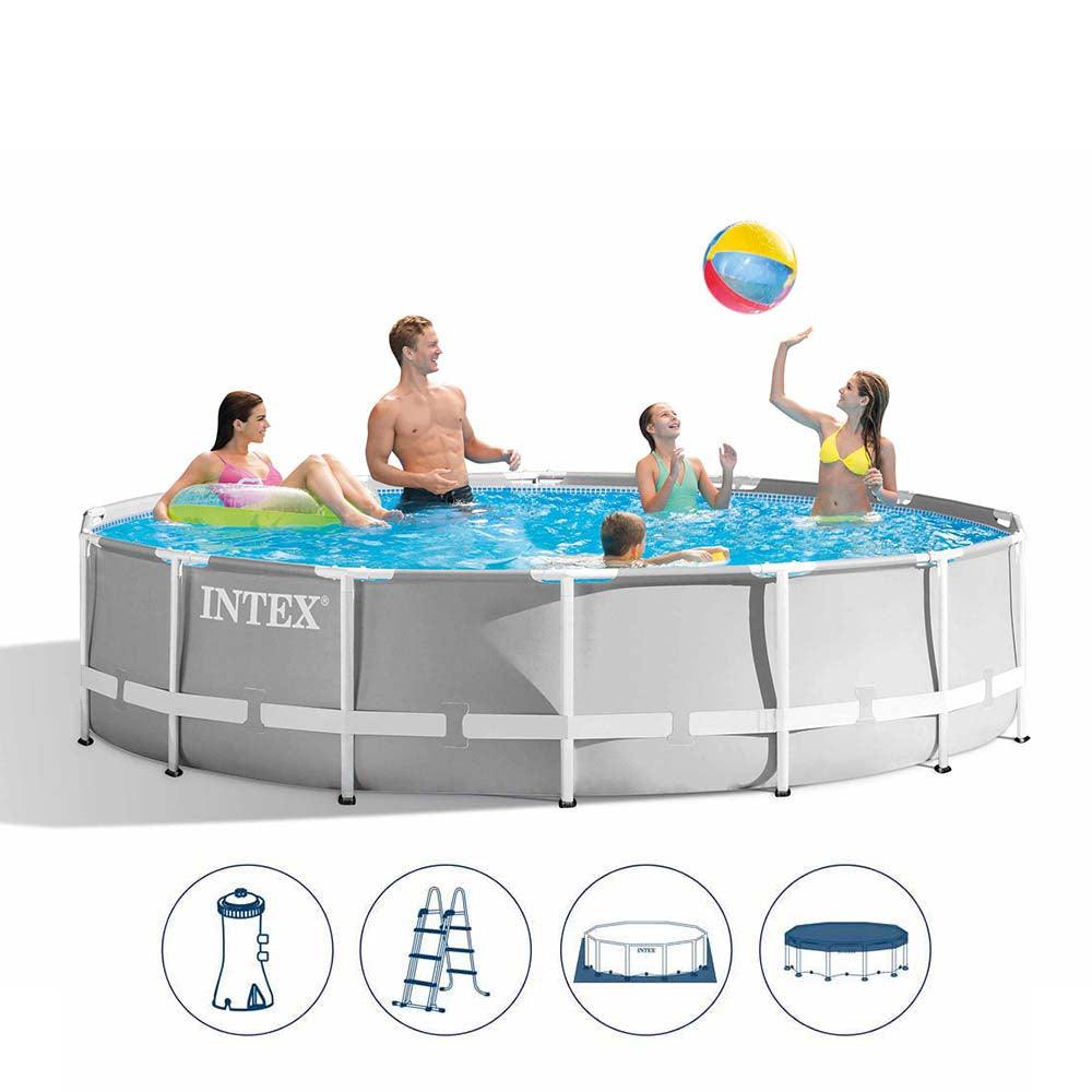 Intex Prism Frame Pool Round 427 x 107cm - Karout Online -Karout Online Shopping In lebanon - Karout Express Delivery 