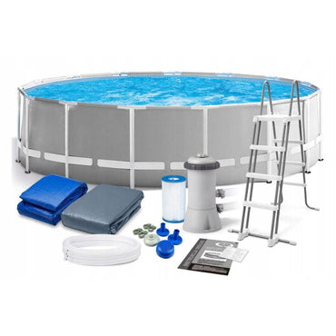 Intex 26726NP Prism Frame Swimming Pool Complete Set with Pump, Underlay Tarpaulin and Ladder and Extra Accessories - Karout Online -Karout Online Shopping In lebanon - Karout Express Delivery 