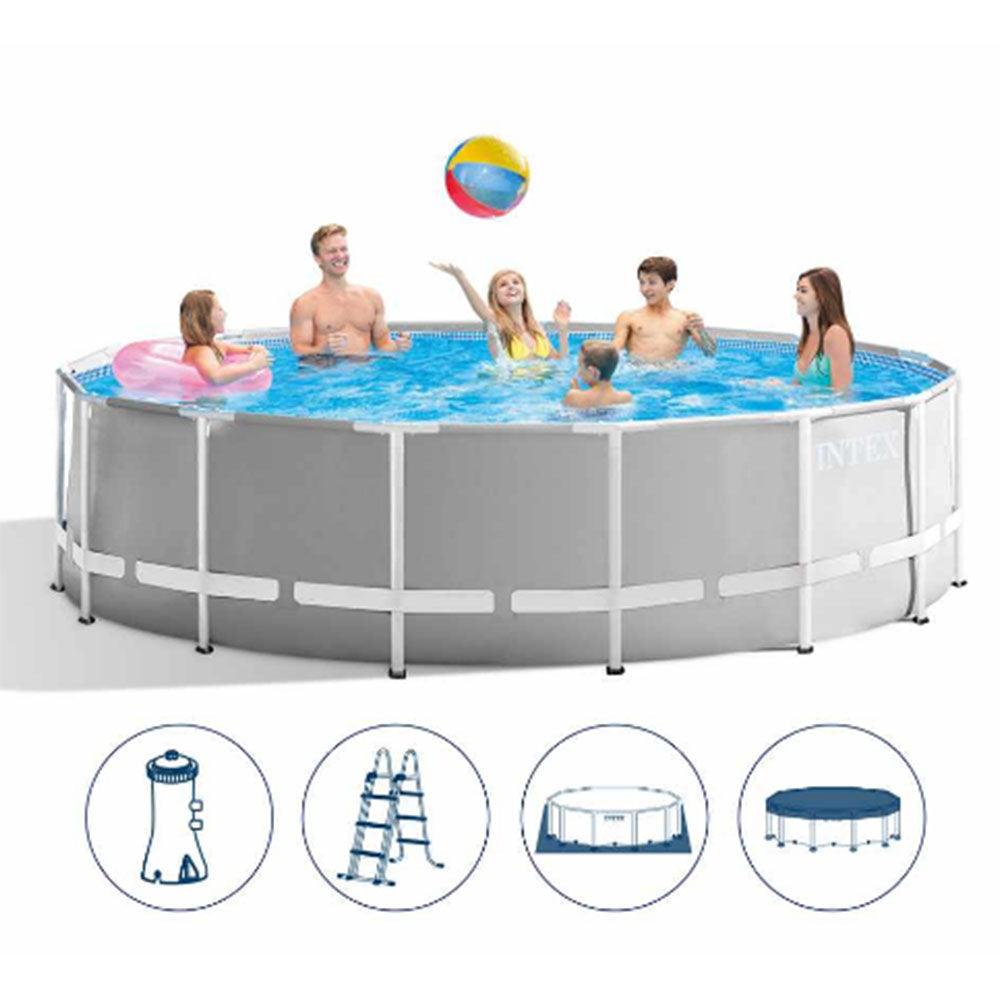 Intex 26726NP Prism Frame Swimming Pool Complete Set with Pump, Underlay Tarpaulin and Ladder and Extra Accessories - Karout Online -Karout Online Shopping In lebanon - Karout Express Delivery 