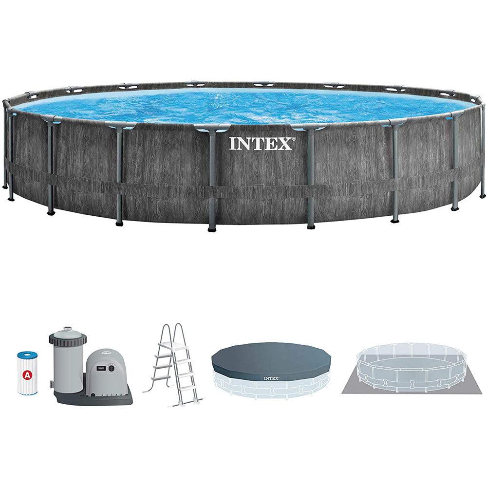 Intex Round Greywood Prism Frame pool 549x122 cm - Karout Online -Karout Online Shopping In lebanon - Karout Express Delivery 