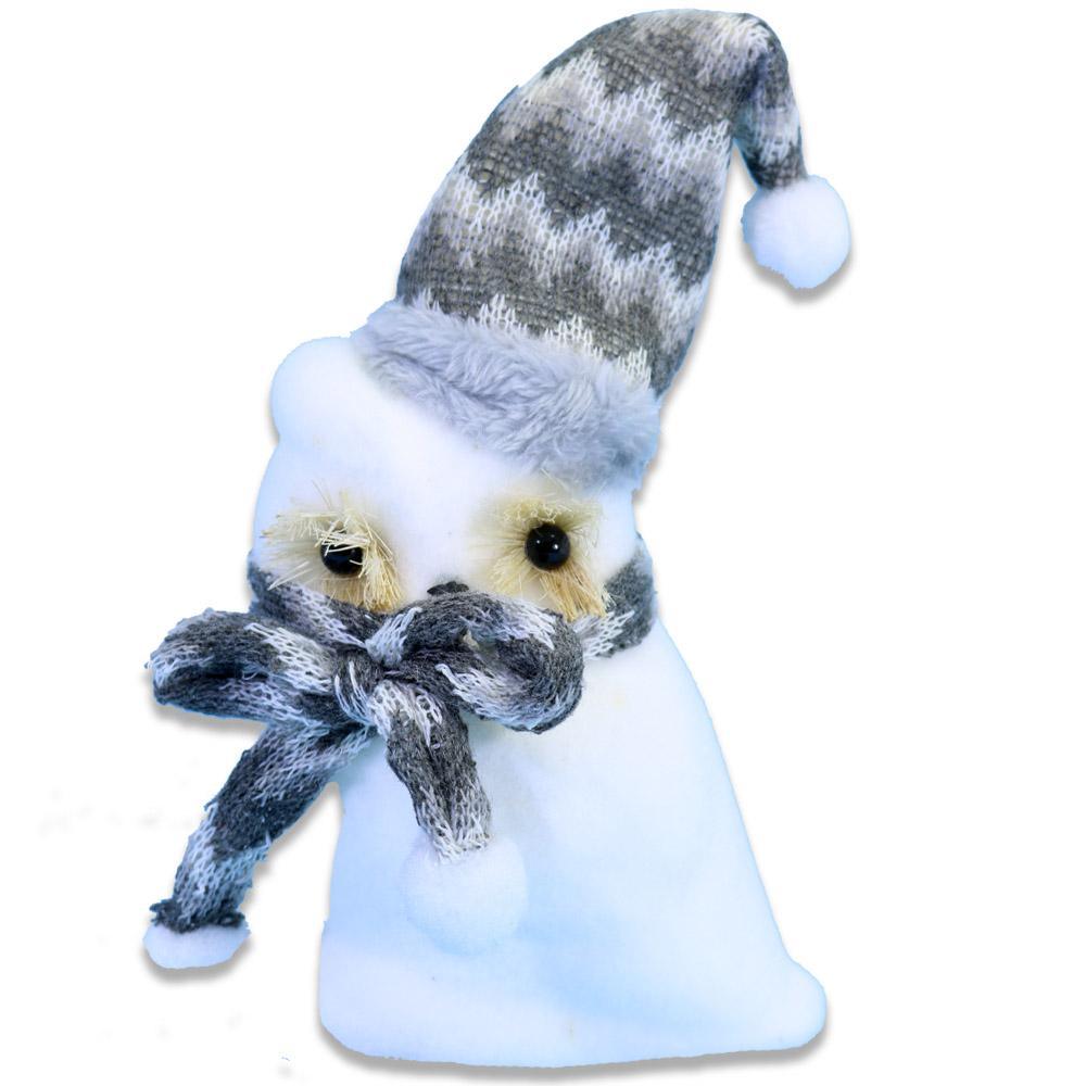 Christmas White Owl With Grey Hat & Scarf.