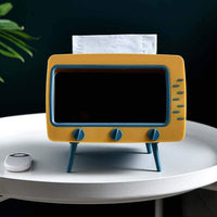 Creative Tv Tissue Box Dispenser Storage Napkin Case With Mobile Phone Holder Home & Kitchen