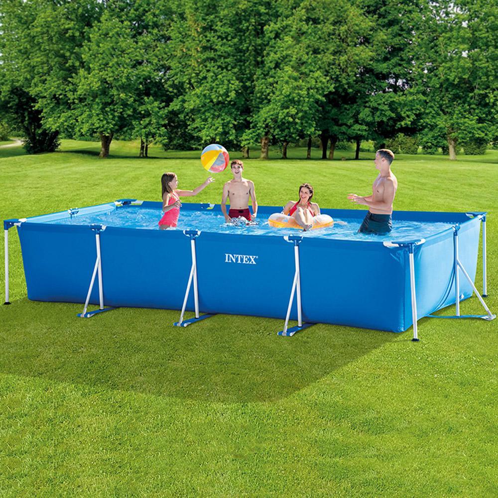 (NET)Intex Rectangular Frame Pool With Filter Pump 450 x 220 x 84 cm
