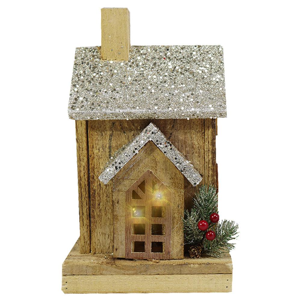Light Wood House Christmas Decoration LED 30 CM / Z18-061 - Karout Online -Karout Online Shopping In lebanon - Karout Express Delivery 