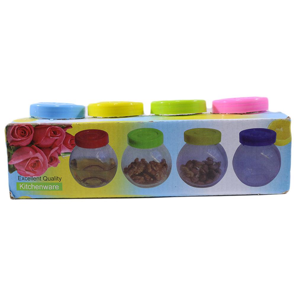 Glass Small Jar Set with Colored Lid (4 Pcs) - Karout Online -Karout Online Shopping In lebanon - Karout Express Delivery 