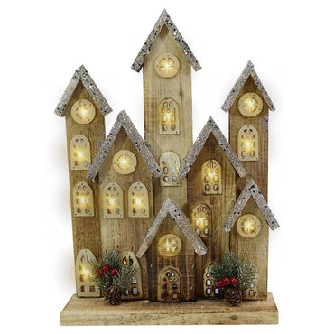 Light Wood House Christmas Decoration LED 32 CM / Z18-057 - Karout Online -Karout Online Shopping In lebanon - Karout Express Delivery 