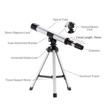 Hot Science Telescope Toy 30mm Objective Lens Travel Refractor Telescope High Quality Science Toys for Kids.