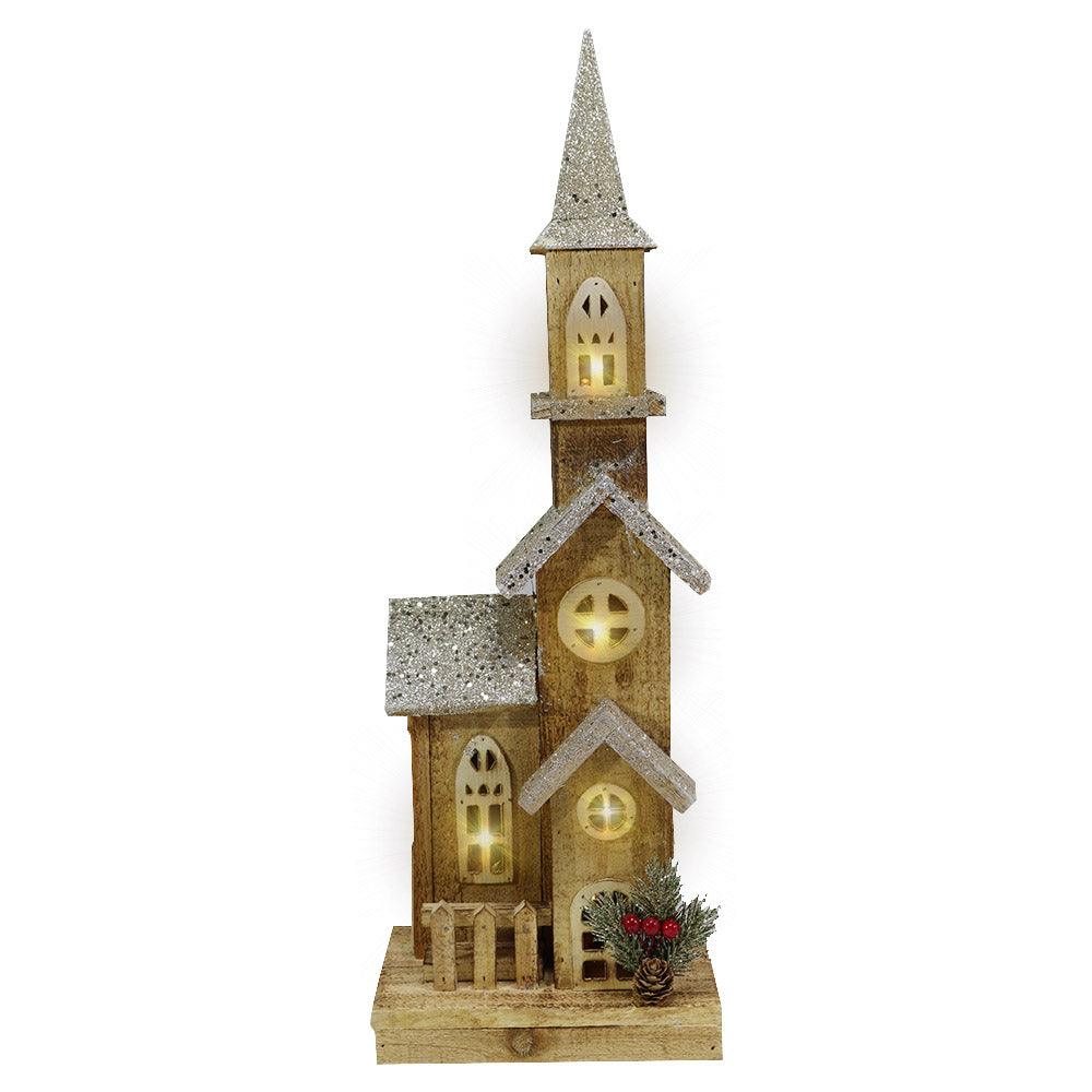 Light Wood House Christmas Decoration LED 54 CM / Z18-073 - Karout Online -Karout Online Shopping In lebanon - Karout Express Delivery 