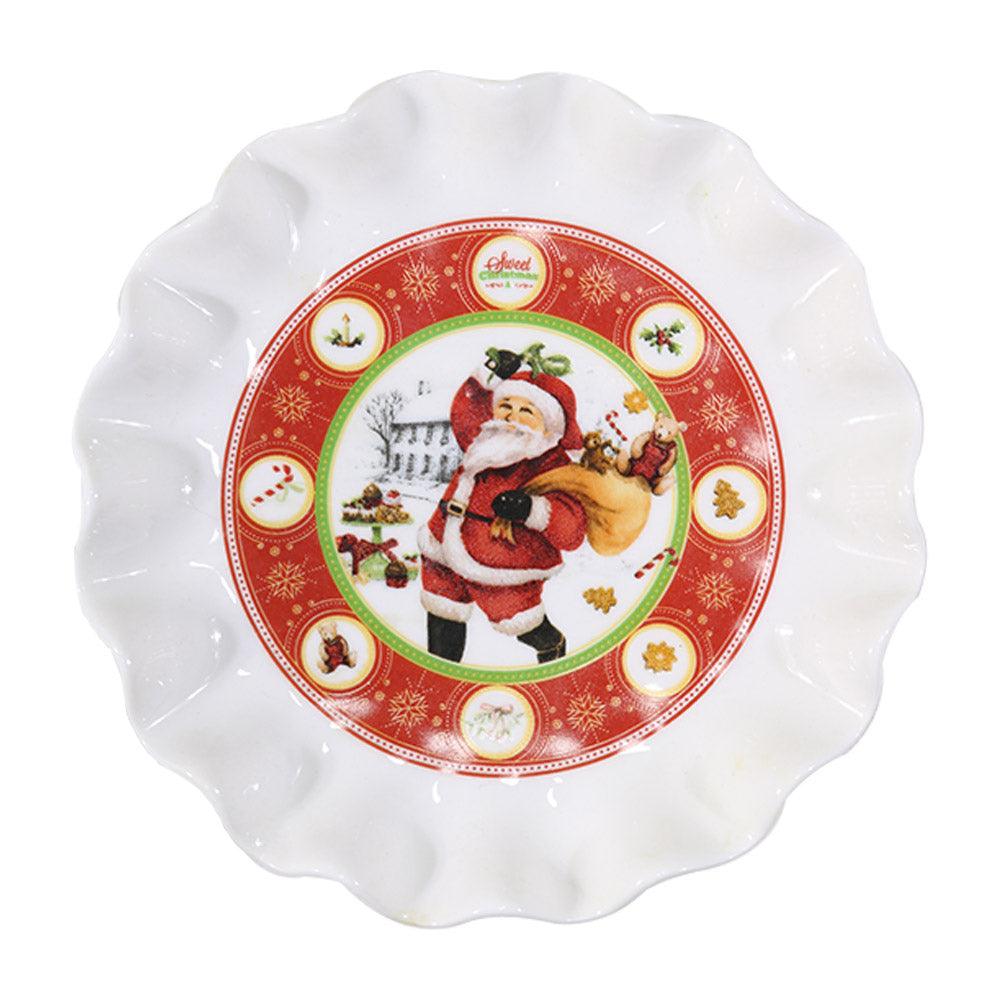 Christmas Footed Cake Porcelain Plate - Karout Online -Karout Online Shopping In lebanon - Karout Express Delivery 