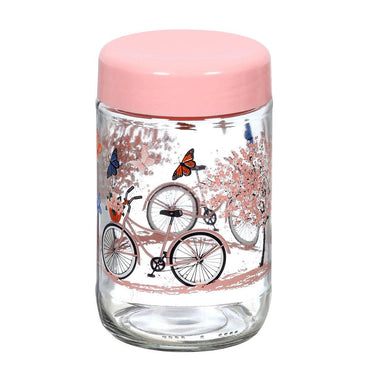 Glass Jar Pink with Lid / Medium size / EW-02 - Karout Online -Karout Online Shopping In lebanon - Karout Express Delivery 