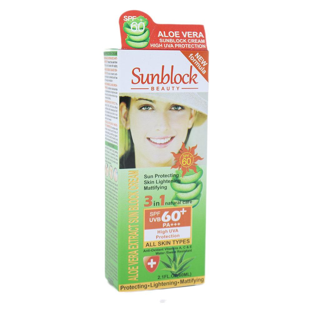Sunblock Beauty Aloe Vera Cream 60 ml - Karout Online -Karout Online Shopping In lebanon - Karout Express Delivery 