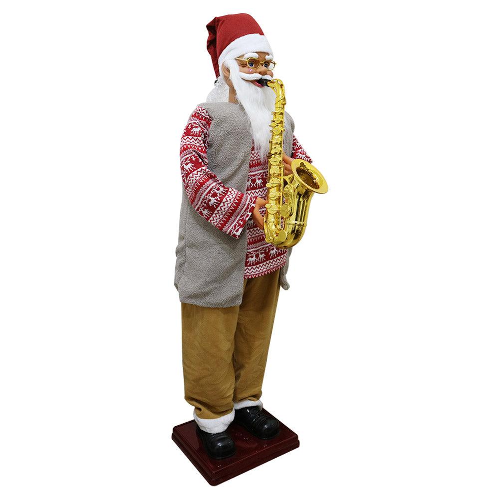 Big Dancing Santa Claus Statue Playing Saxophone 180 cm - Karout Online -Karout Online Shopping In lebanon - Karout Express Delivery 