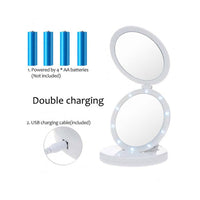 Eclipse Large LED Travel Round Cosmetic Foldable Mirror With LED Lighting - Karout Online -Karout Online Shopping In lebanon - Karout Express Delivery 