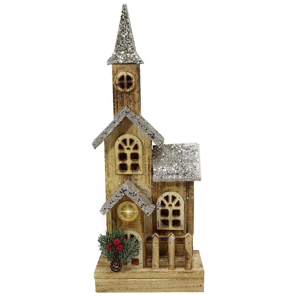 Light Wood House Christmas Decoration 43 CM / Z18-030 - Karout Online -Karout Online Shopping In lebanon - Karout Express Delivery 