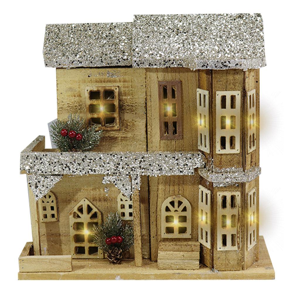Light Wood House Christmas Decoration LED 35 CM / Z18-045 - Karout Online -Karout Online Shopping In lebanon - Karout Express Delivery 