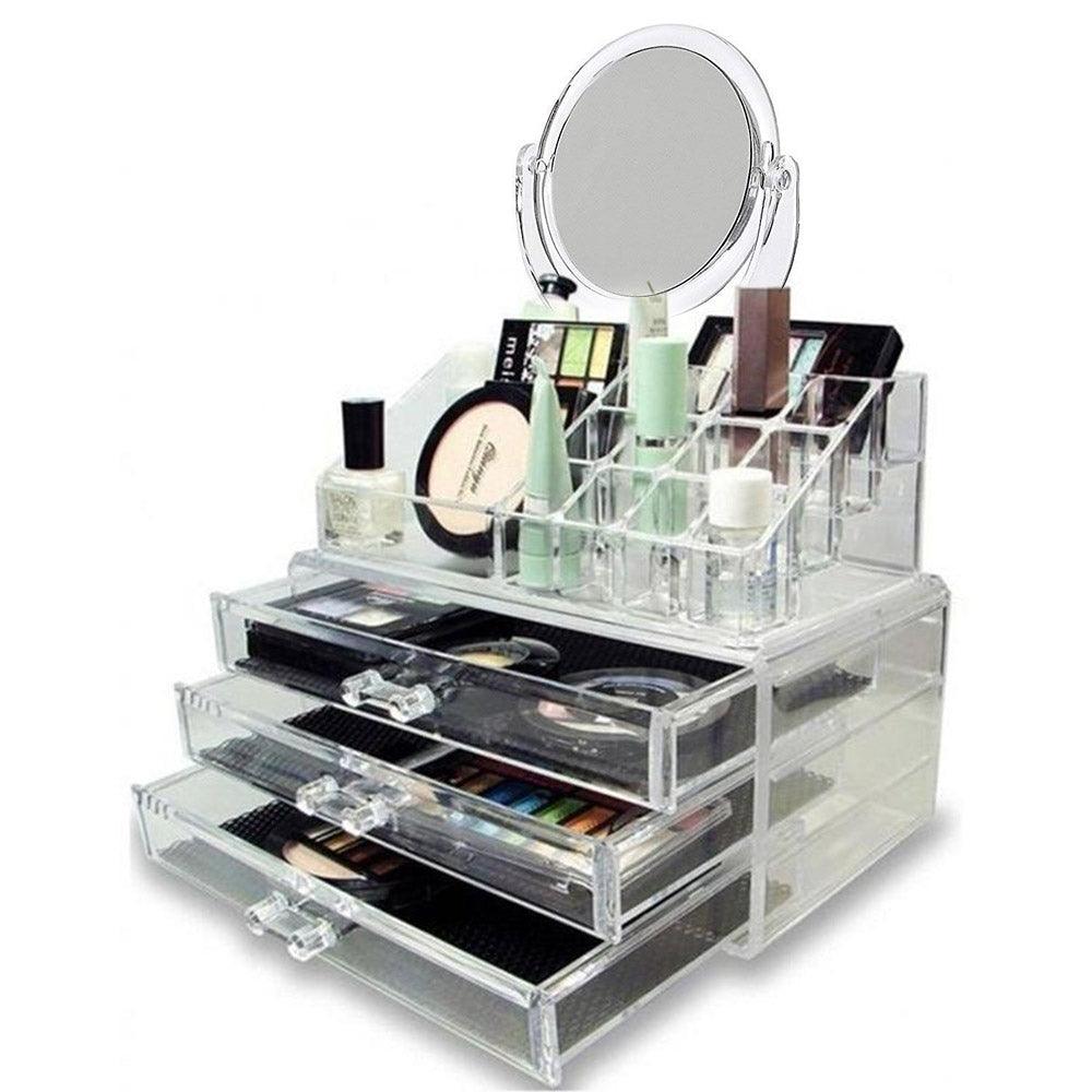 Cosmetic Storage Makeup Organizer Makeup Mirror Clear 2 pcs - Karout Online -Karout Online Shopping In lebanon - Karout Express Delivery 