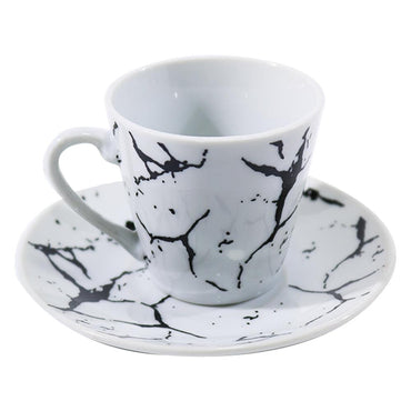 Porcelain Coffee Cups and Saucers Set ( 12 Pcs) - Karout Online -Karout Online Shopping In lebanon - Karout Express Delivery 