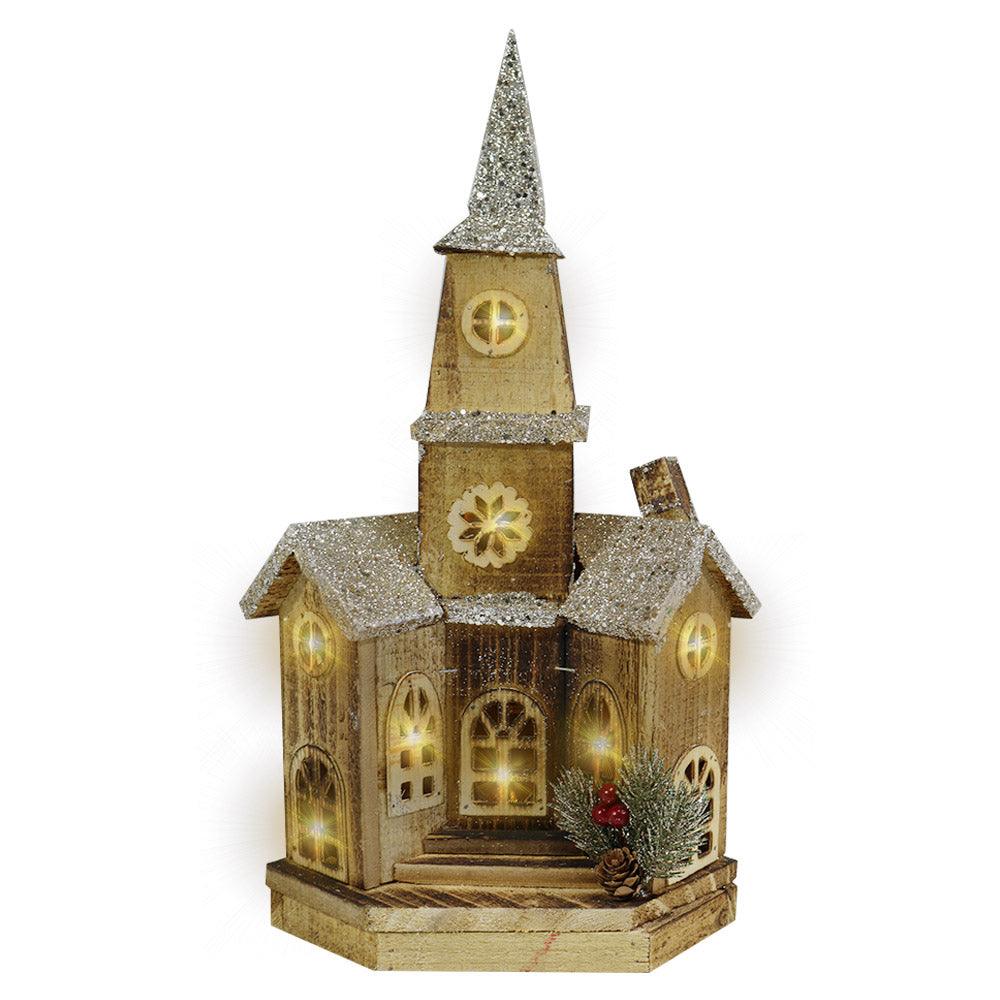 Light Wood House Christmas Decoration LED 43CM / Z18-104 - Karout Online -Karout Online Shopping In lebanon - Karout Express Delivery 
