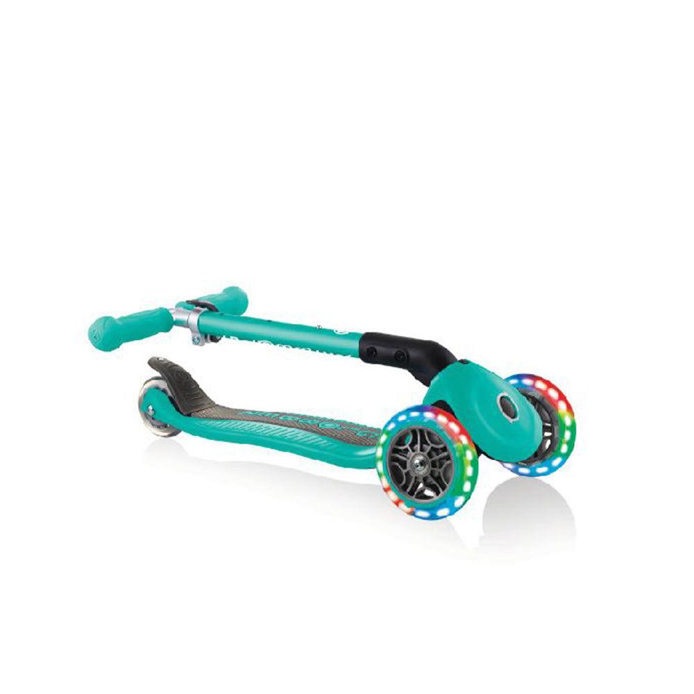 Globber Junior Foldable Scooter Lights Emerald Green - Karout Online -Karout Online Shopping In lebanon - Karout Express Delivery 