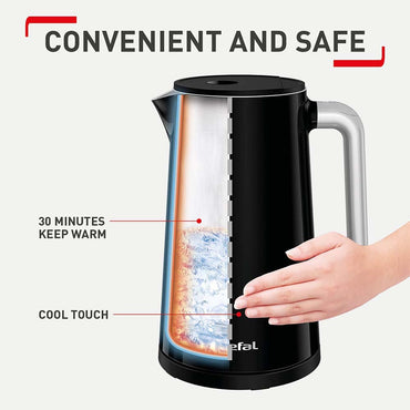 Tefal Smart'n Light Kettle  Fast Boil 3000W, 1.5L Black/ KO853840