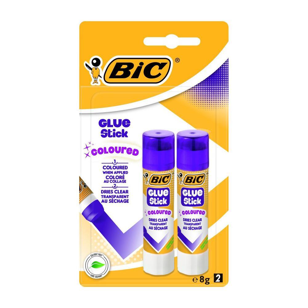 BIC 2 Pack 8 g Coloured Glue Stick - Purple.