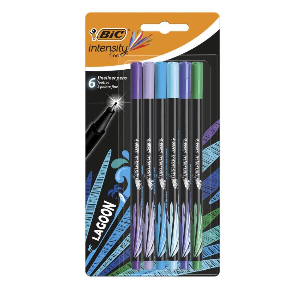 Fine Tip Markers 0.4mm Intensity Fine BIC colors Lagoon (Pack of 6).